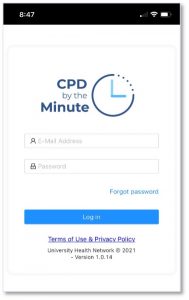 Screenshot of the CPD by the Minute Application
